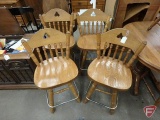 (4) wood swivel stools/chairs, 24in to seat