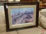 Framed and matted print, Leavin Shelter by Les Kouba, 3600/5000, 30inHx36inW, and