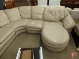 Leather sectional sofa with down fill, 4 sections, needs cleaning