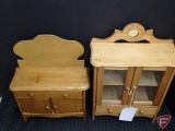 Wood doll furniture, dresser and hutch, hutch is 11 in h.