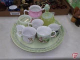 Childrens cups, bell, plate made in Germany, toothpick holder