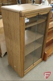 Media cabinet with glass doors, on rollers