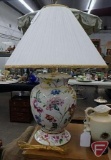 Tabletop lamp, floral with fishlike finial