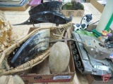 Fish lure, plastic army tank and cannon, both boxes