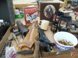 Gun parts, Marksman repeater BB gun, gun books, and gun cups, both boxes