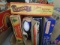 Vintage Christmas lights in ClemCo, Paramount, Royal, Happy Time boxes, some on cloth cord