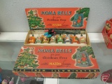 Vintage Noma lighted Christmas bells, plastic shades