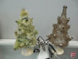 (2) Vintage Lighted artificial Christmas trees, both 12