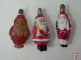 (3) Vintage glass Santa light bulbs