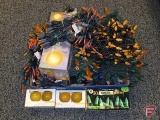 Vintage asst. of orange and yellow Halloween lights with corn kernels