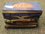 Vintage Christmas lights, in stained boxes