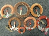 Vintage Christmas wreaths, one brush others are velour
