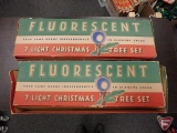Vintage Fluorescent lamp snow ball style tree sets in boxes, Both