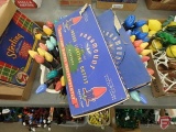 Vintage Christmas lights, some with red wood beads, (2) vintage Paramount lights in boxes,