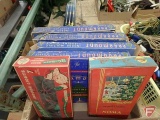 Vintage Christmas lights in Paramount, Worthmore and Noma boxes, some on cloth cord,