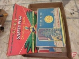 Vintage Christmas lights in Noma and Real-Lite boxes, one set with red wood beads