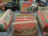 Vintage Christmas lights in Noma, Star-Lite, Paramount boxes, some on cloth cord,