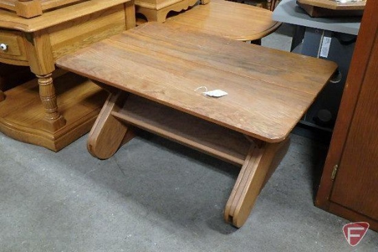 Wood table, half extends for a desk/shelf, 17inHx36inWx24inD when not extended