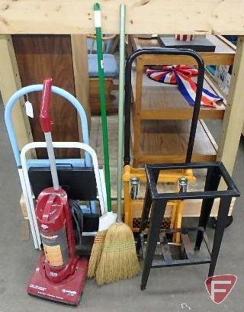 Dirt Devil Dynamite Plus vacuum, (2) metal step stools, (2) brooms, metal  planter stand, and | Estate & Personal Property Personal Property | Online  Auctions | Proxibid