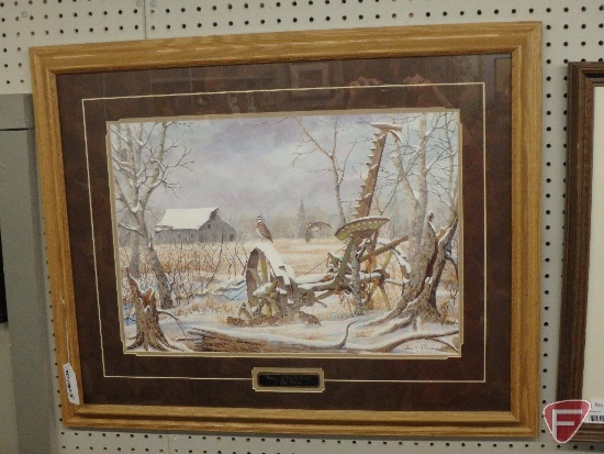 Glen Rossing print Resting Place Quail matted & framed print 25 x 31
