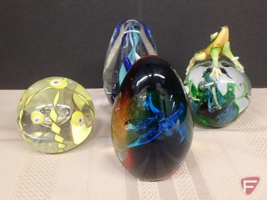 Decorative glass paper weights, all four