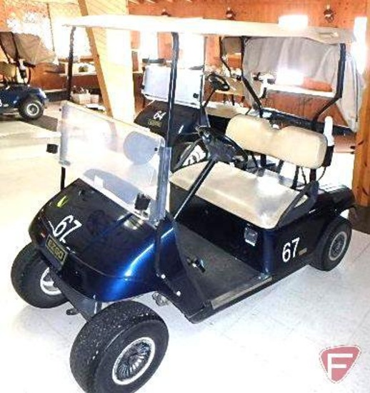 EZ-GO electric golf car, Precision Drive System, canopy, windshield, golf bag cabana cover