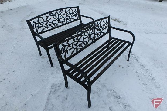 (2) 50" metal garden benches