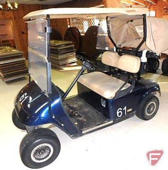 EZ-GO electric golf car, Precision Drive System, canopy, windshield, golf bag cabana cover