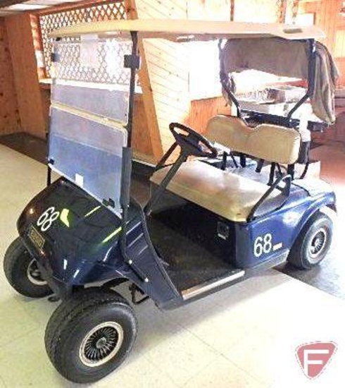 EZ-GO electric golf car, Precision Drive System, canopy, windshield, golf bag cabana cover