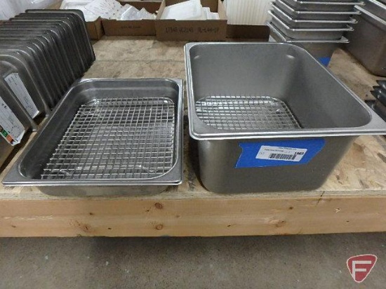 1/2 size stainless steel pans and (2) wire racks