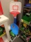 Childs plastic basketball hoop, Kids Scoop Rocker, and childs plastic John Deere ride/push toy, All
