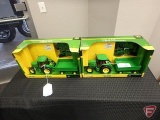 (2) Ertl John Deere 1999 6410 tractor with wagon and disk, 1/32, No 15489, Both