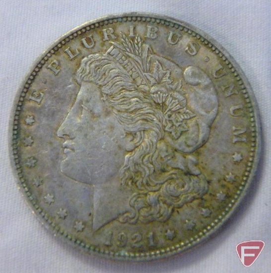 (3) 1921 Morgan silver dollars, all XF