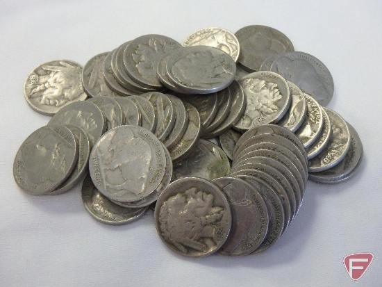 (41) Common date Buffalo nickels, avg. circulated condition, (10) no dates