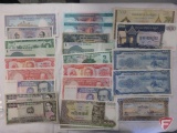 (9) Vintage Cambodia currency items; and (16) notes total from Bolivia, Brazil, Peru, Chile,