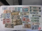 (9) Foreign currency notes from Louse, China, Korea, and Japan; (14) vintage and modern