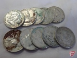 (10) Circulated various date Franklin half dollars, avg. circulated condition