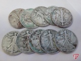 (10) Walking Liberty half dollars, most have corrosion, avg. circulated condition