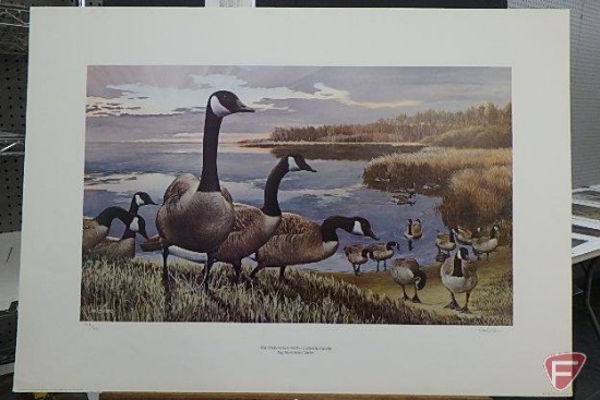 (2) 22inHx32inW prints by Ron Van Gilder, The Brood-Canada Geese146/580,