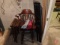 Black 4ft step ladder, wood swivel stool, and wood director chair frame with canvas back/seat