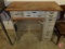 Wood top table, with metal drawers, some handles missing, pull out tray, 38inHx40inWx20inD