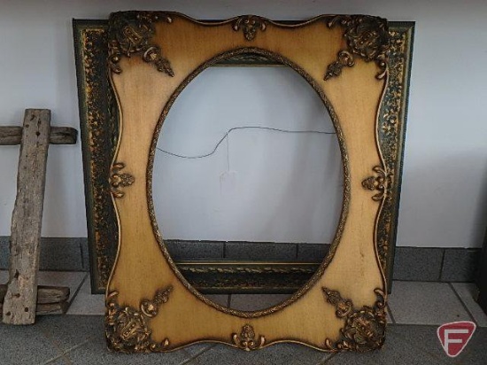 (2) ornate frames, oval is 30inHx25inW, rectangle is 28inHx32inW, Both