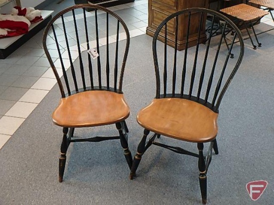 (2) wood chairs, dark/light brown, some scratches