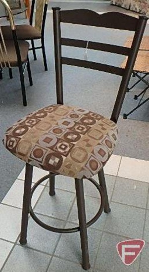 Metal swivel stool, upholstered seat