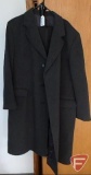 Andrew Milan wool overcoat size unknown, Raffinati Formal black tuxedo jacket, vest, and pants,