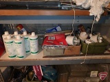 Disinfectant Detergent, air conditioner covers, miscellaneous hardware, all on third shelf