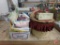 Sewing basket, yarn, sewing patterns, needle craft and embroidering items
