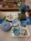Italian trays, blue crock made in Brazil, stacking whale cups, vase, water bulbs