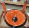 Vintage Art deco Czech bowl and candle holders, black and orange in color