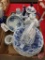 Blue and white ceramic, china, Blue Danube piece, pitchers, jars, bowls, tea pots